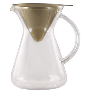 Kaffe kolbe i glass med filter GULL 0,6ltr. For håndbrygget kaffe 